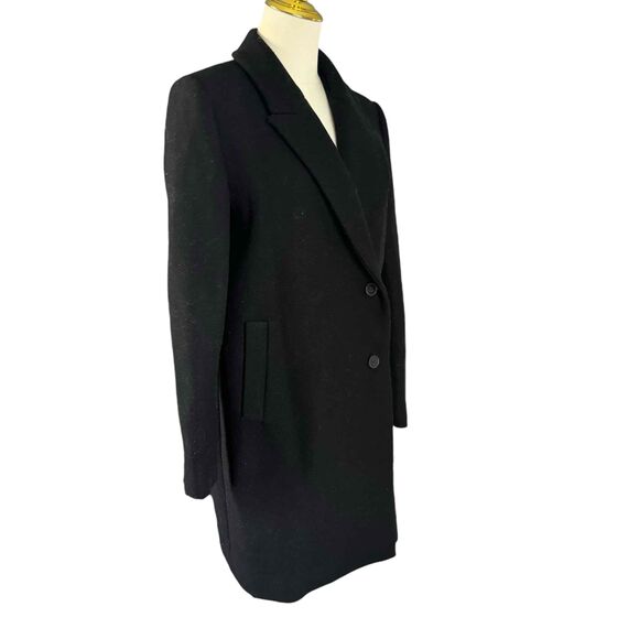 Zara Black Wool Blend Overcoat Buttoned Notched Lapel Mens Size Small - Picture 9 of 16